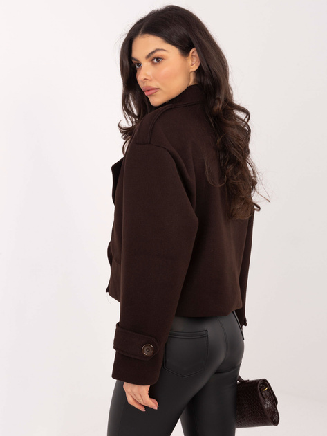 Czekoladowy płaszcz z paskami na rękawach RUE PARIS