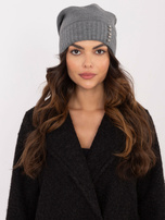 Hurt Ciemnoszara czapka zimowa ze ściągaczem RUE PARIS