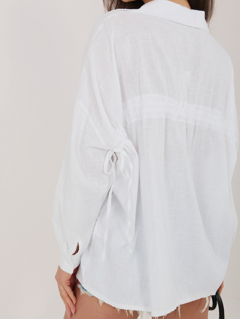 Ecru damska koszula oversize na lato