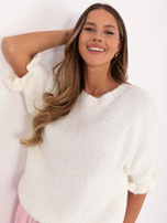 Hurt Ecru damski sweter oversize z okrągłym dekoltem 