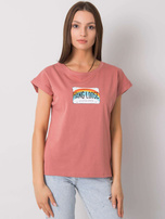 Brudnoróżowy t-shirt z nadrukiem Aloha