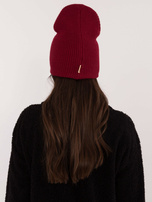Hurt Bordowa dzianinowa czapka zimowa RUE PARIS