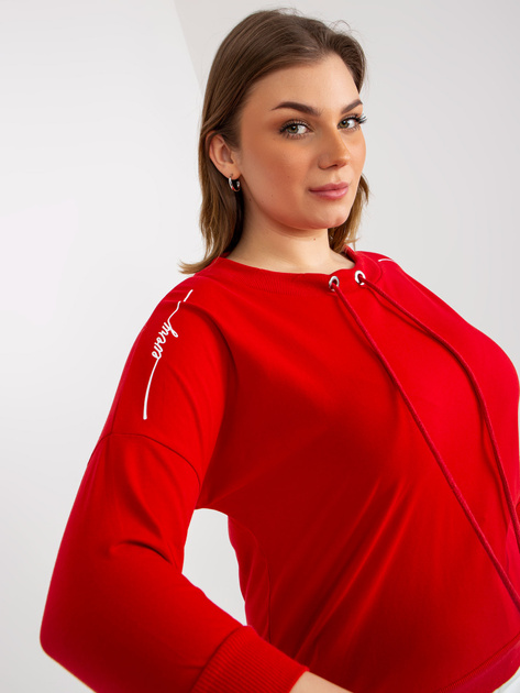 Hurt Czerwona bluzka plus size z napisami i troczkami
