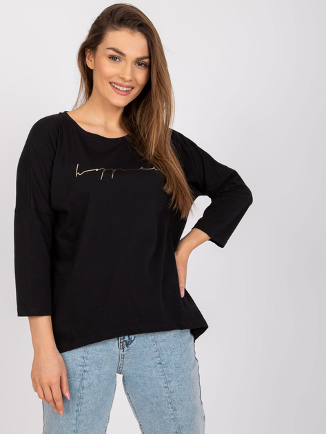 Czarna bluzka na co dzień z okrągłym dekoltem Samanta