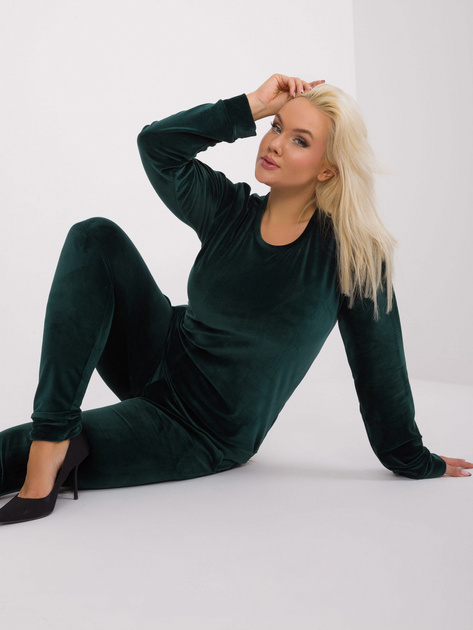 Hurt Ciemnozielony welurowy komplet plus size Jeanne