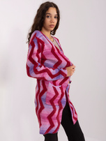 Hurt Różowy kardigan w geometryczne wzory