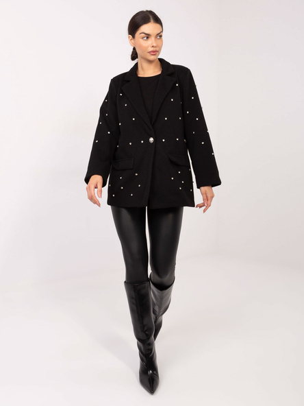 Czarna elegancka marynarka z aplikacjami