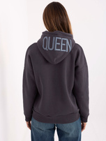 Grafitowa damska bluza oversize z kapturem