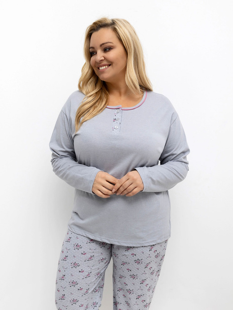 Szara damska piżama plus size z bawełny