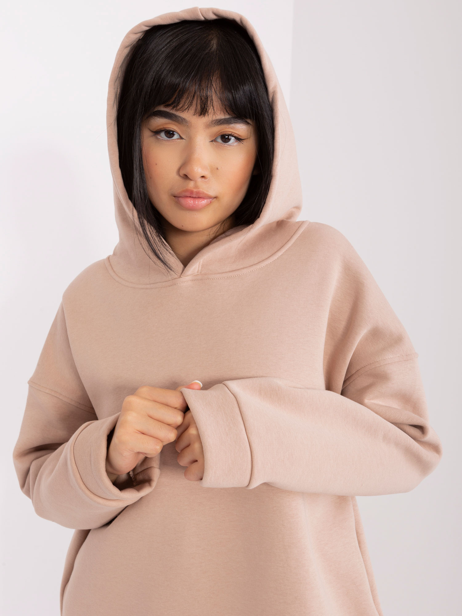 Ciemnobeżowa dresowa bluza basic oversize