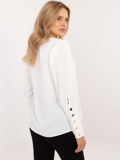Hurt Biała elegancka bluzka z bufiastym rękawem