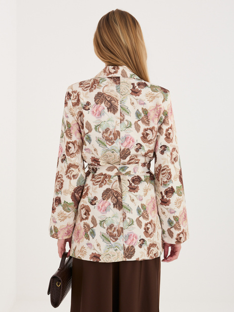 Brązowa długa marynarka z jednorzędowym zapięciem