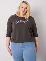 Ciemna khaki bluzka z napisem Rosie