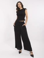 Black wide summer pants SUBLEVEL.