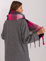 Hurt Różowo-czarny długi szal damski