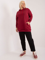 Bordová mikina plus size s kapucí Luna.