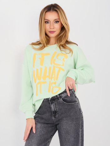 Pastelowa zielona dresowa bluza oversize RUE PARIS  