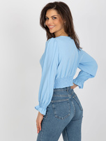 Hurt Jasnoniebieska bluzka wizytowa z bufiastym rękawem