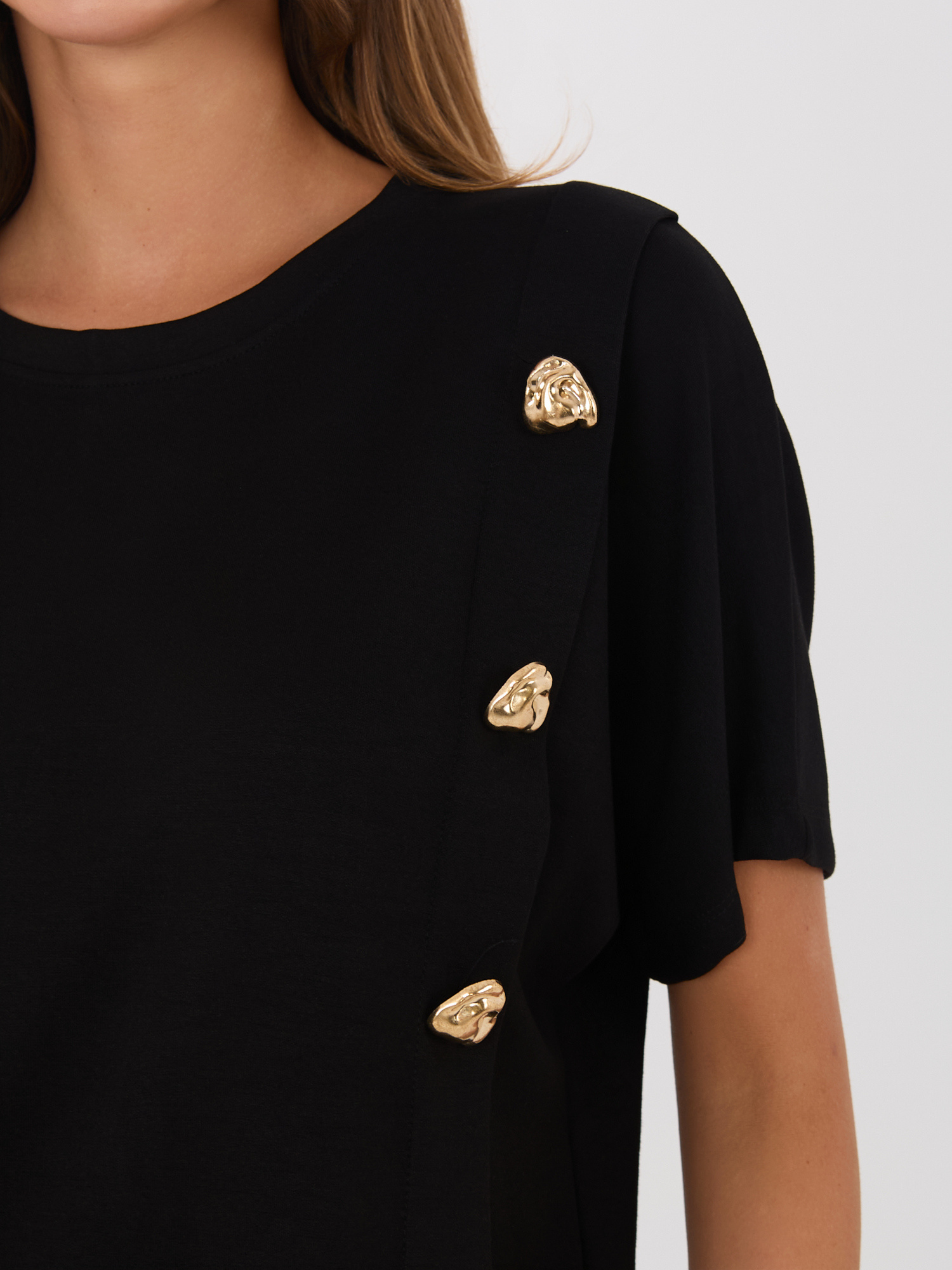 Czarny damski komplet z krótkimi rękawami