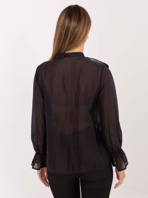 Czarna przezroczysta koszula z żabotem
