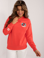 Coral women's cotton sweatshirt with SUBLEVEL print.