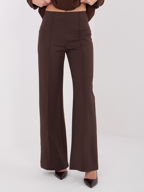 Ciemnobrązowe szerokie spodnie bez zapięcia RUE PARIS