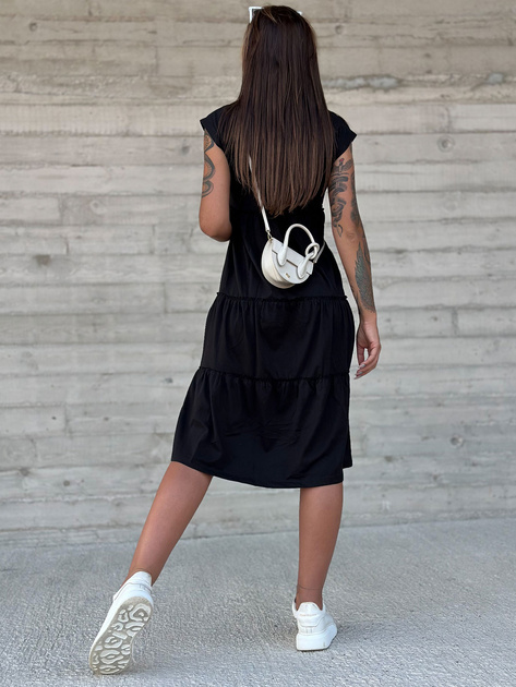 Hurtownia Czarna luźna sukienka z falbaną MAYFLIES