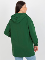 Hurt Ciemnozielona dłuższa bluza plus size z kieszeniami