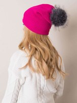 Fuksjowa czapka beanie z pomponem RUE PARIS