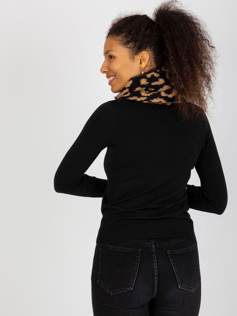 Hurtownia Czarno-camelowy damski komin we wzory