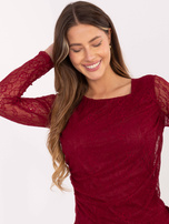 Bordowa koronkowa bluzka od kompletu