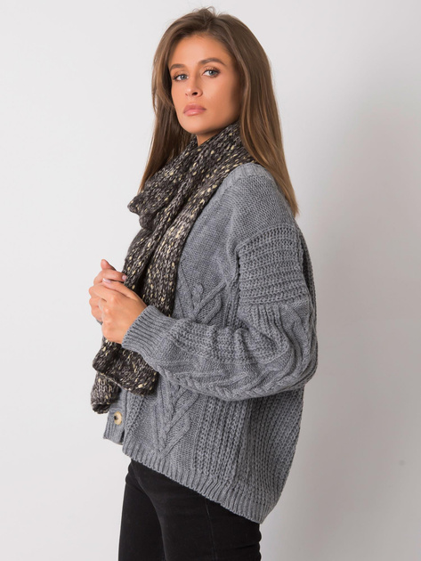 Czarny szalik damski ze złotą nicią