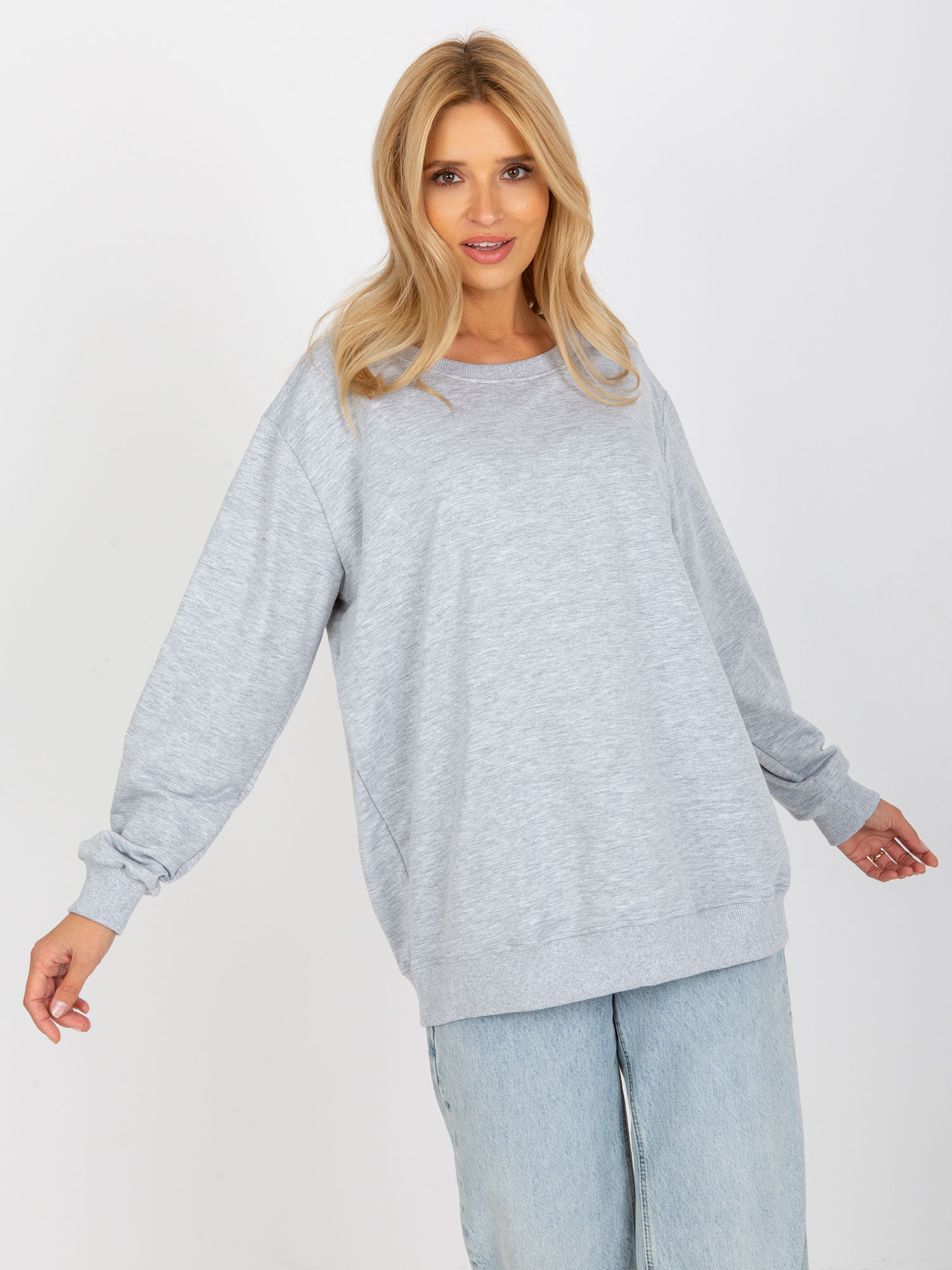 Hurt Szara bluza damska basic bez kaptura