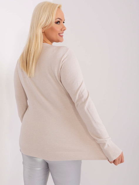 Hurt Jasnobeżowy casualowy sweter plus size ze ściągaczami