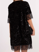 Black maxi dress with a lace bottom.