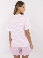 Różowo-biała bluzka z nadrukiem w owoce