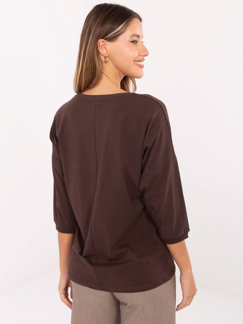 Czekoladowa bluzka z metalizowanym nadrukiem