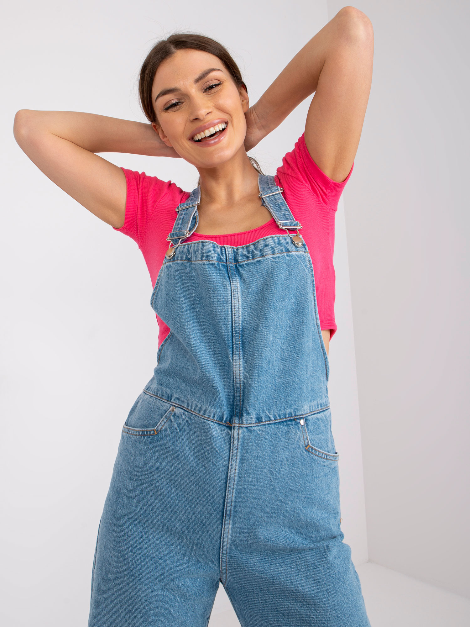 Hellblauer Damenjeans-Overall Werona RUE PARIS.