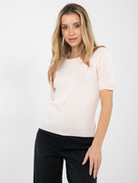 Jasnoróżowy sweter w jednolitym kolorze 