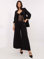 Hurt Czarne materiałowe spodnie z szerokim paskiem