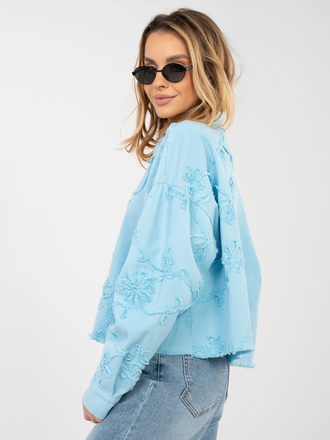 Jasnoniebieska jeansowa kurtka z długim rękawem RUE PARIS