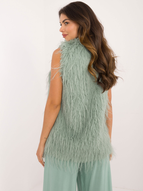 Hurtownia Pistacjowa kamizelka futrzana z podszewką