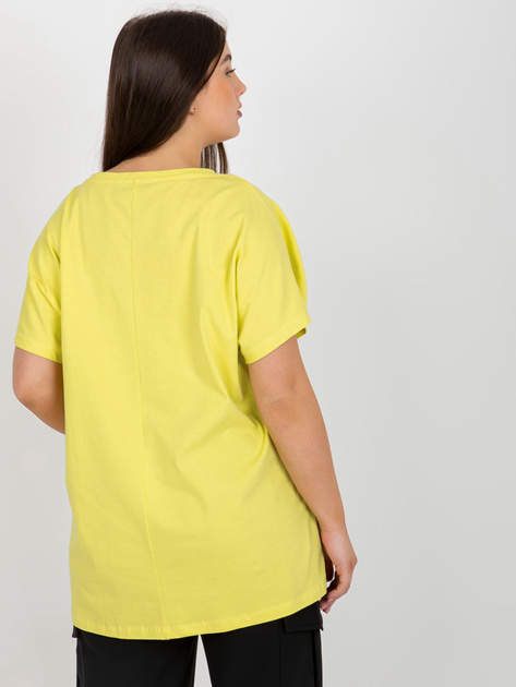 Hurtownia Jasnolimonkowy damski t-shirt plus size o luźnym kroju
