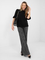 Czarny damski sweter z krótkim rękawem