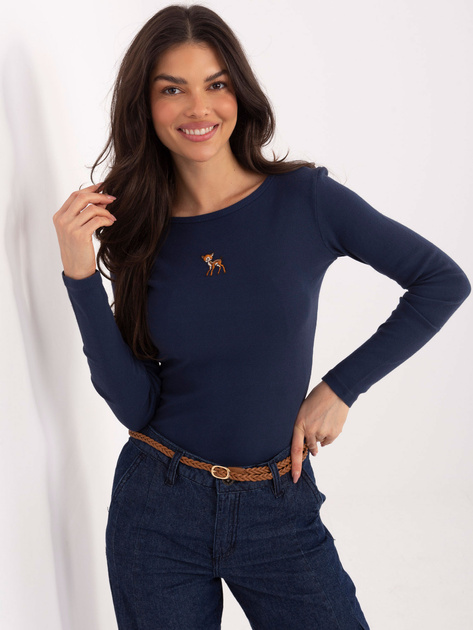 Granatowy damski longsleeve z bawełny