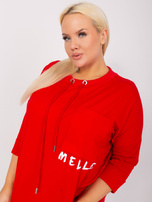 Hurt Czerwona bluzka plus size z okrągłym dekoltem