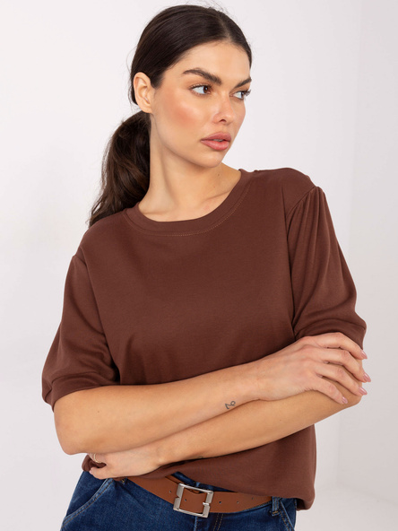 Brązowa bluzka basic z domieszką modalu