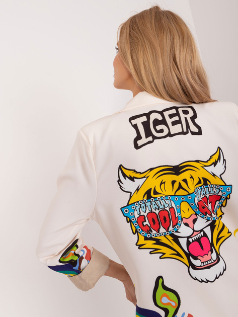 Hurt Kremowa marynarka z nadrukiem na plecach