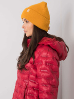 Ciemnożółta czapka beanie damska
