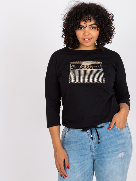 Czarna bluzka plus size na co dzień z bawełny Rosie